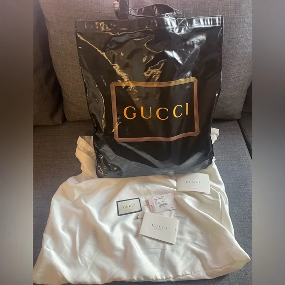 GUCCI MONTECARLO CRYSTAL LOGO PRINT SHOPPING TOTE - Picture 5 of 11